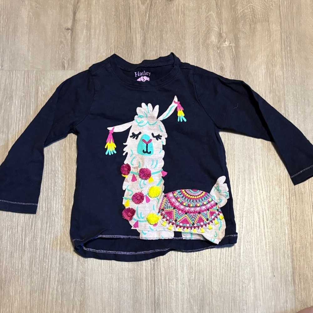 Hatley Dark Blue Llama Long Sleeve Tee